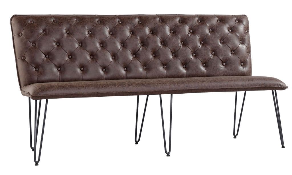 Padded Dining Bench Collection Colour Brown Style 4 Seater Bench With Hairpin [2] 20402 1 P ?v=1